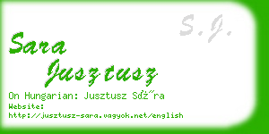 sara jusztusz business card